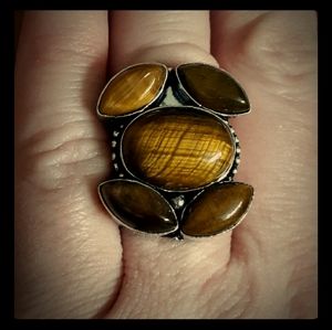 New Tiger Eye 925 Silver Ring.